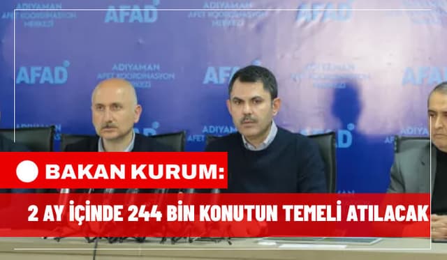 2 Ay İçinde 244 Bin Konutun Temeli Atılacak!