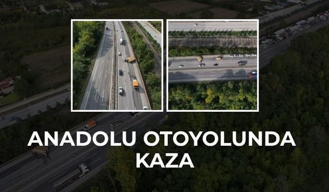 Anadolu Otoyolunda Kaza: Kamyonet Yan Yattı