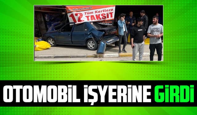 Başka aracın arkadan çarpması sonucu iş yerine daldı
