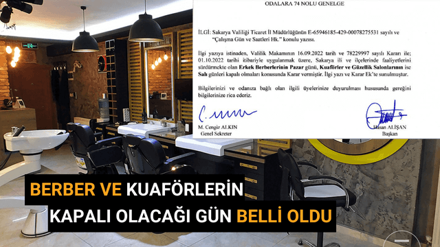 Berber ve Kuaförlerin Kapalı Olacağı Gün Belli Oldu!