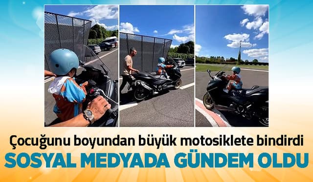 Boyundan Büyük Motosikletle Piste Çıktı, Sosyal Medyada Gündem Oldu