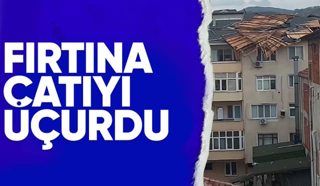 Binanın çatısı fırtınada uçtu