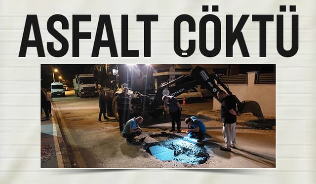 Asfalt yolda çökme meydana geldi