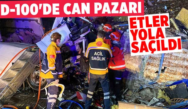Et yüklü kamyon kağıt gibi ezildi: 1’i ağır, 2 yaralı