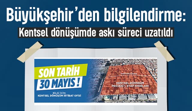 Sakarya’da kentsel dönüşüm kapsamında askı süresi uzatıldı.