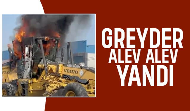 Belediyeye ait iş makinesi yandı