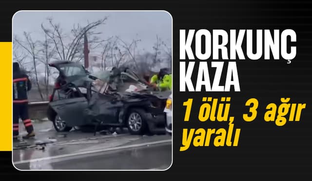 Otomobil tıra çarptı: 1 ölü, 3 ağır yaralı