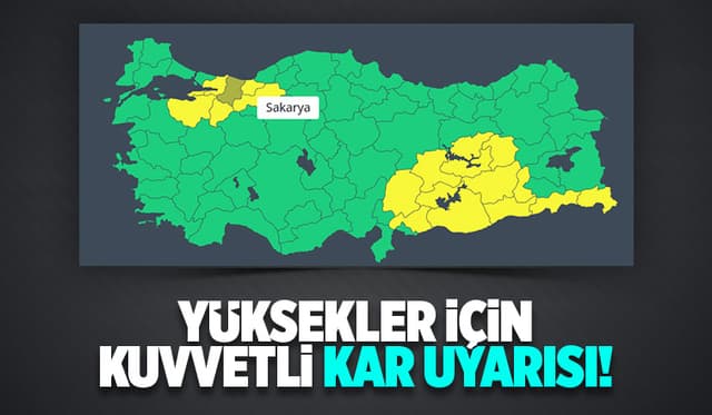 Sakarya için sarı kodlu uyarı