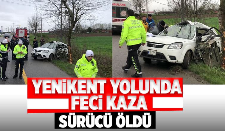 Yenikent yolunda otomobil ağaca çarptı:Sürücü öldü