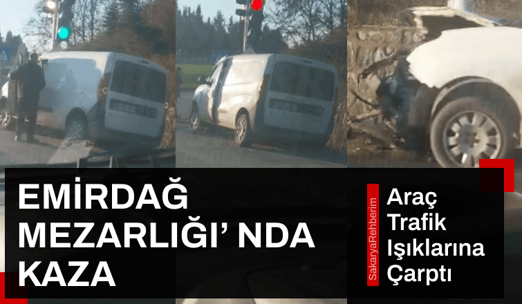 Emirdağ Mezarlığı'nda Kaza; Araç Trafik Işıklarına Çarptı