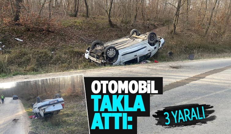 Otomobil takla attı, 3 kişi ölümden döndü