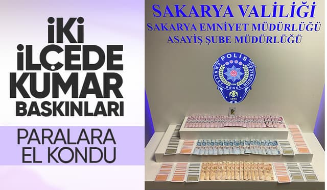 Adapazarı ve Karasu'da kumar baskını