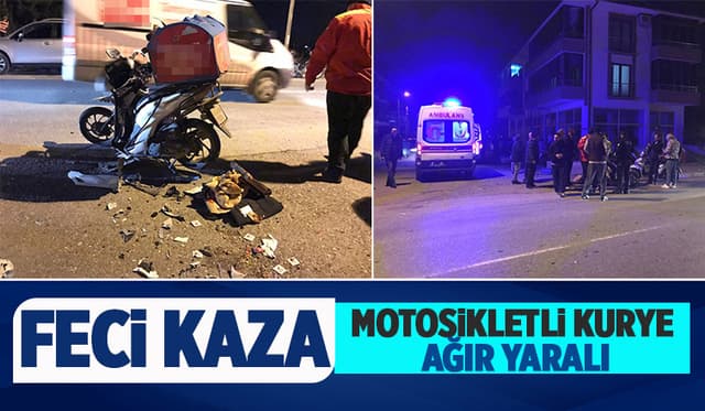 Servis Aracı ile Çarpışan Motosikletli Kurye Ağır Yaralı