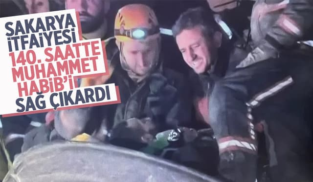 Sakarya ekibi 140. saatte Muhammet Habib'i sağ çıkardı