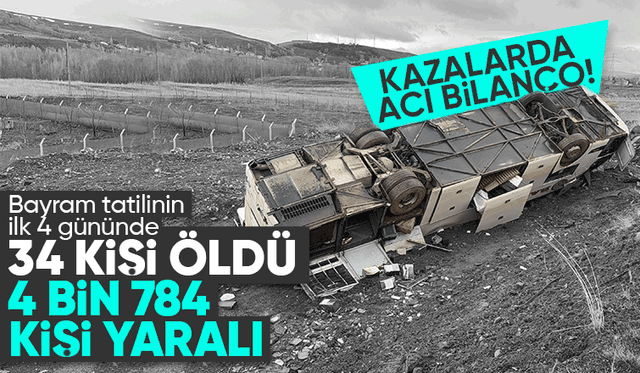 Bayram tatilini kaza bilançosu 34 ölü, 4 bin 784 yaralı
