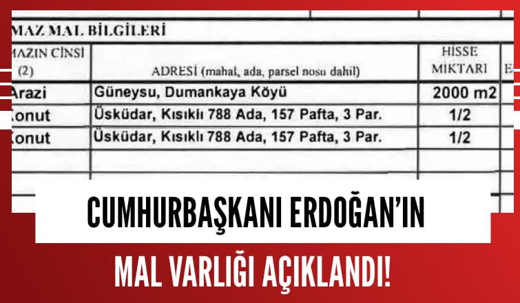 İşte Erdoğan'ın Mal Varlığı!