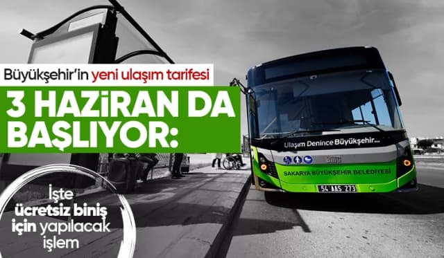 Sakarya'da yeni ulaşım tarifesi 3 Haziran'da başlıyor