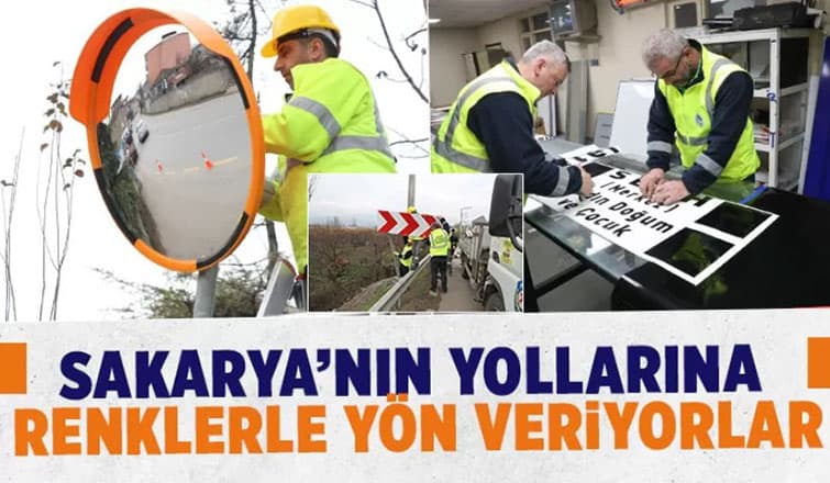 Sakarya'da yön levhaları böyle yapılıyor