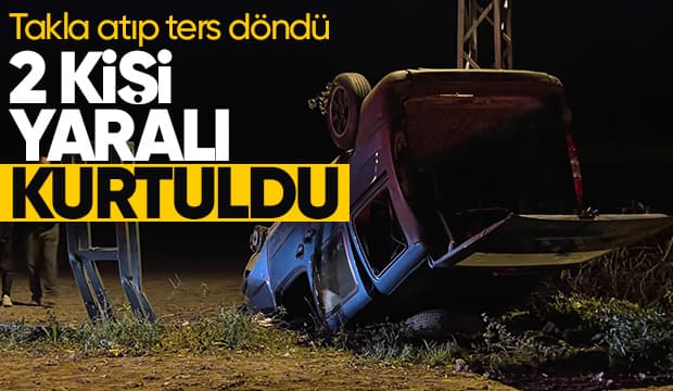 Kontrolden çıkan araç takla attı: 2 yaralı