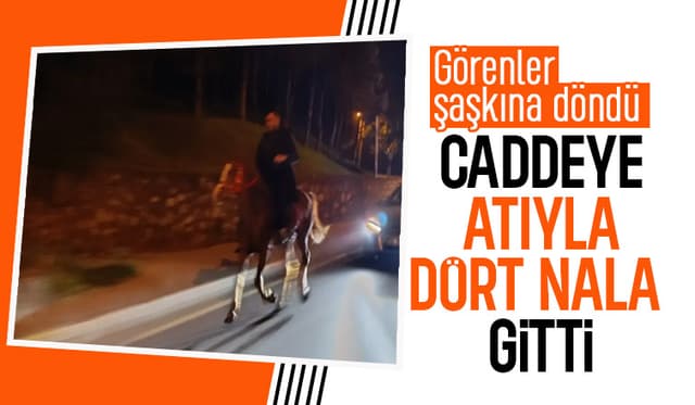 En işlek caddede atıyla dört nala gitti