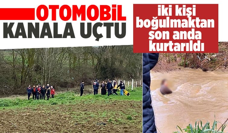 Kanala uçan araç suya gömüldü