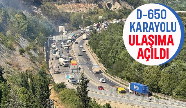 Yangın nedeniyle kapatılan D-650 karayolu ulaşıma açıldı