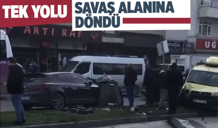 Tek yolunu savaş alanına çeviren kaza
