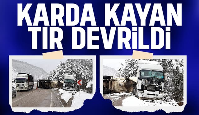 Soda taşıyan tır devrildi