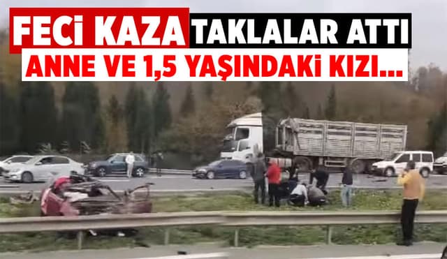 Taklalar Atan Otomobilde Anne ve Kızı Yaralandı