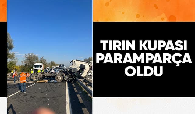 Otoyol da 2 tırın çarpışması sonucu 1 kişi yaralandı