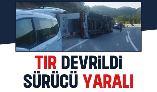 Taraklı yolunda tır devrildi