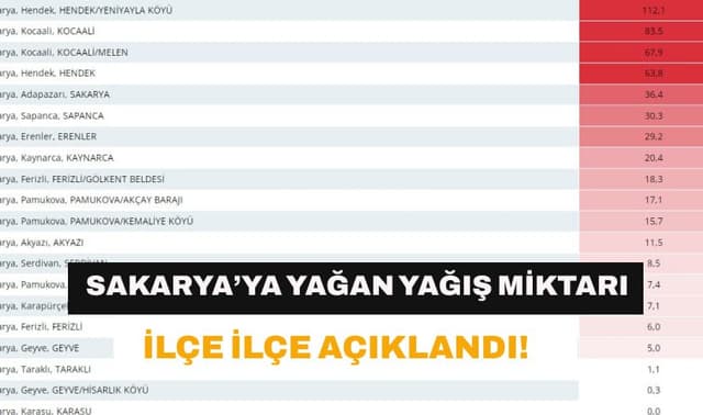 Yağış miktarları ilçe ilçe açıklandı