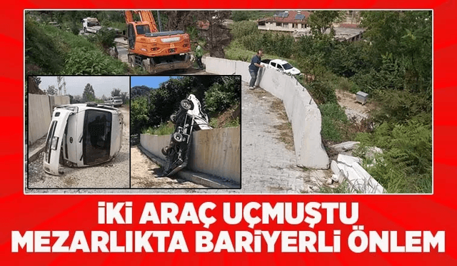Akyazı'da İki Aracın Uçtuğu Mezarlıkta Bariyerli Önlem