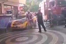 Ticari taksi alev aldı