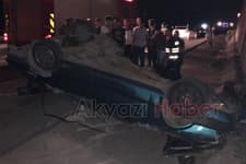 Kuzulukta otomobil ters döndü