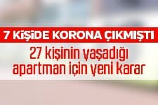 Karantinaya alınan 27 kişinin yaşadığı apartman için yeni karar