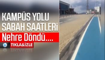 Boru patladı, üniversite yolu nehre döndü