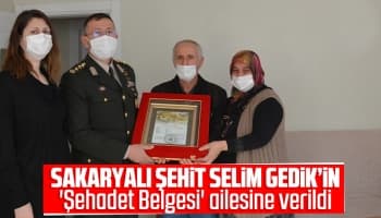 Şehit Selim Gedik'in Şehadet Belgesi ailesine verildi