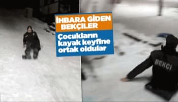 Çocukların kayak keyfine ortak oldular