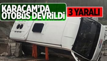 Karaçam’da otobüs devrildi