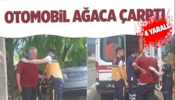 Lüks otomobil ağaca çarptı: 4 yaralı