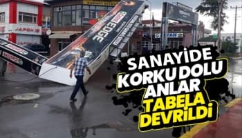 Sanayi sitesinin tabelası devrildi