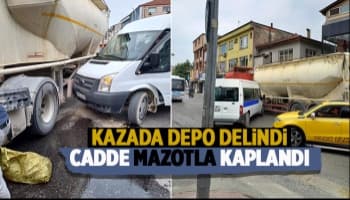 Kazada depo delindi mazot caddeye aktı