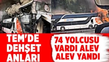 74 yolcusu olan çift katlı otobüs alev alev yandı