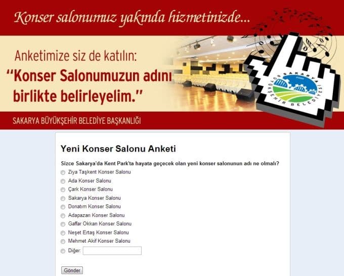 Konser salonunun adı için anket başladı