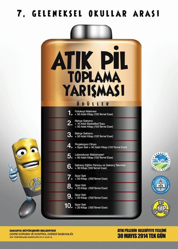 Ödüllü atık pil ve yağ toplama yarışması