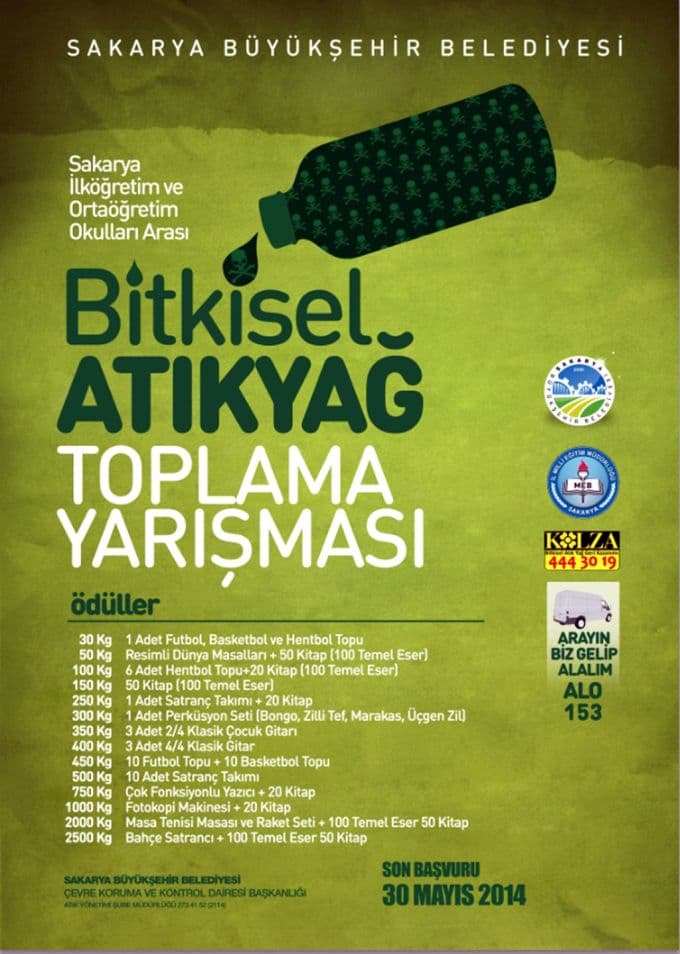 Ödüllü atık pil ve yağ toplama yarışması
