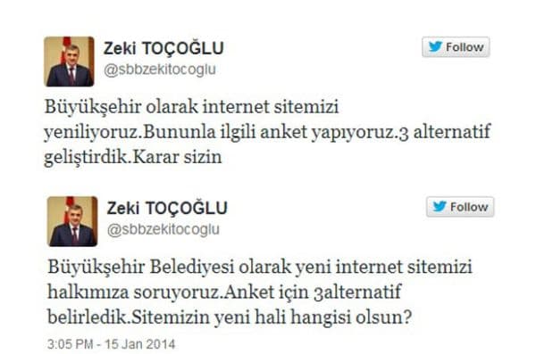 Büyükşehir Belediyesi'nden internet sitesi anketi