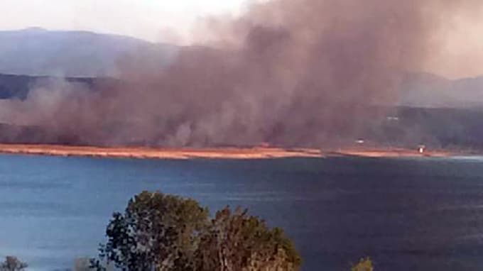 Sapanca Gölü kıyısında sazlık yangını