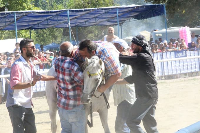 İsmail Türüt attan düşmekten son anda kurtuldu
